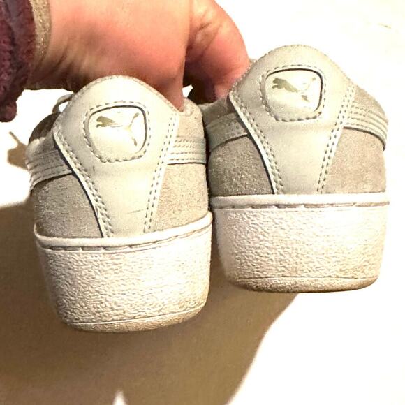 Puma Vikky Stacked Gray Suede Leather Tie Tennis Shoes Sneakers Women's 8 - Picture 6 of 7